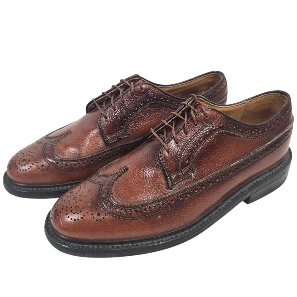 Vintage Dexter Wingtip Oxfords Mens 8E Dress Shoes USA Leather Brown Academia